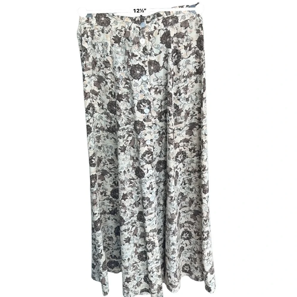 Vintage Henri Bendel Womens 100% Silk Floral Midi Skirt Romantic 90s Size S